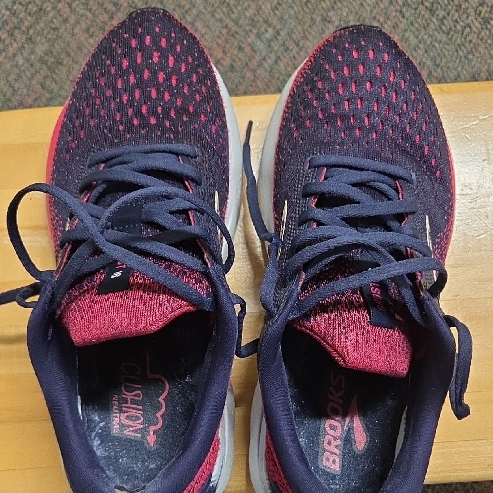 Brooks Fuchsia and Dark Blue Athletic Shoes